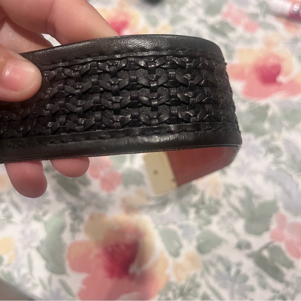 Club Monaco Black and Gold Belt with Woven Pattern - Picture 4 of 6